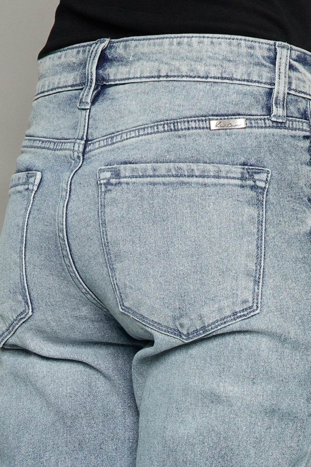 Kancan High Waist Button Fly Raw Hem Cropped Straight Jeans - DaTrendStore.Com