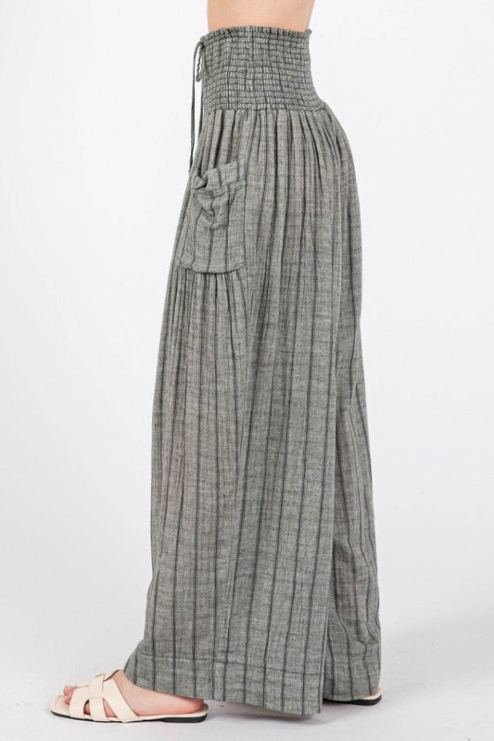 SAGE + FIG Cotton Gauze Wash Stripe Pants - DaTrendStore.Com