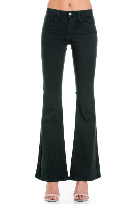 high waist flare denim pants chocolate