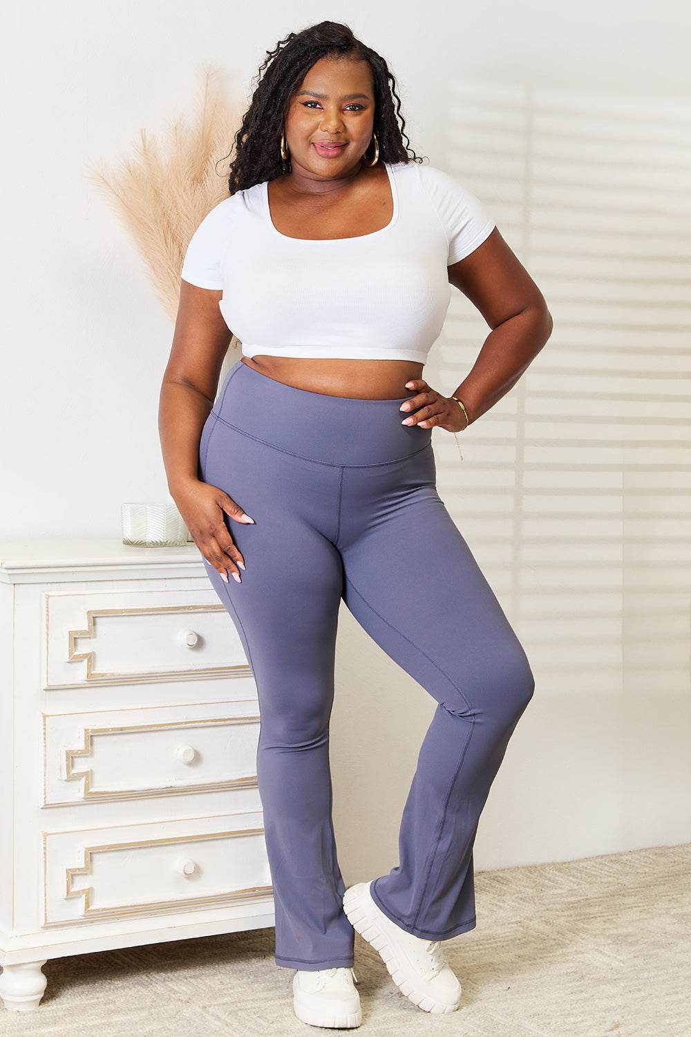 Millennia Basic Bae Wide Waistband Bootcut Sports Pants - DaTrendStore.Com