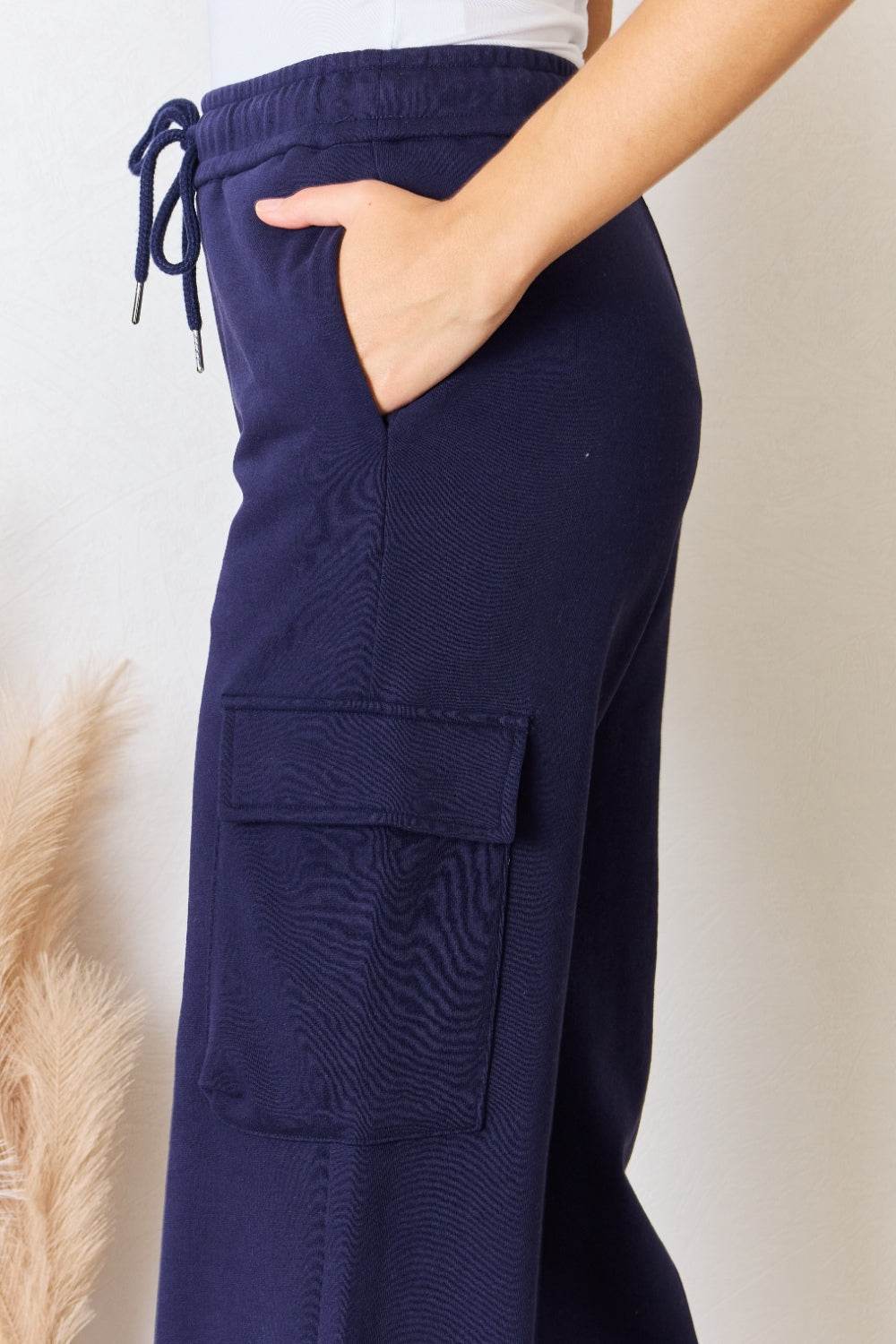 RISEN Drawstring Relaxed Cargo Wide Leg Pants - DaTrendStore.Com