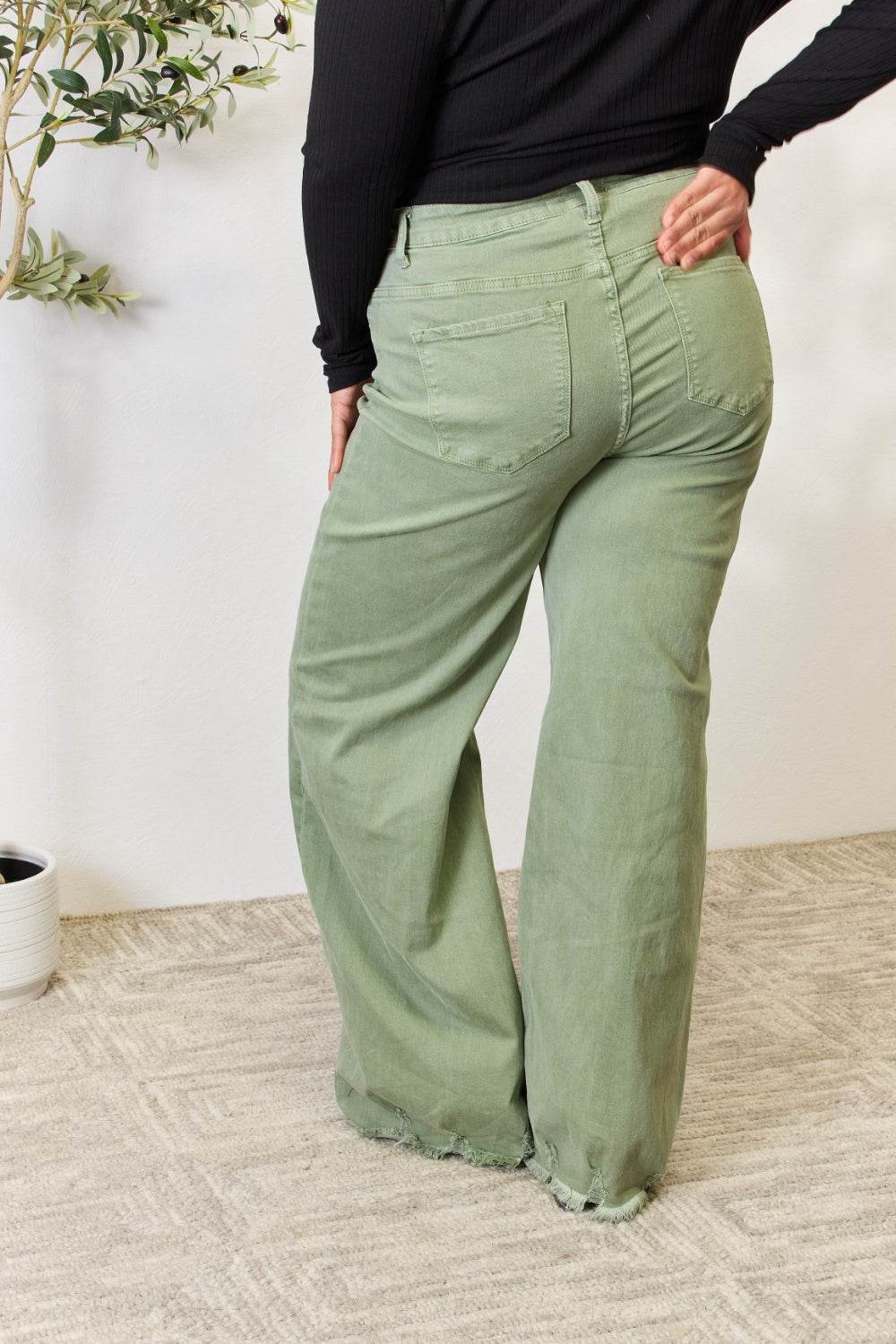 RISEN Full Size Raw Hem Wide-Leg Jeans - DaTrendStore.Com