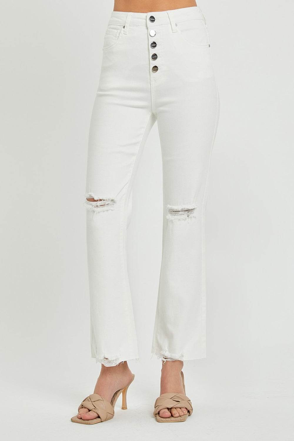 RISEN Full Size High Rise Button Fly Straight Ankle Jeans - DaTrendStore.Com
