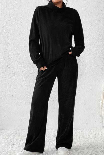 Ribbed Long Sleeve Top and Pants Set