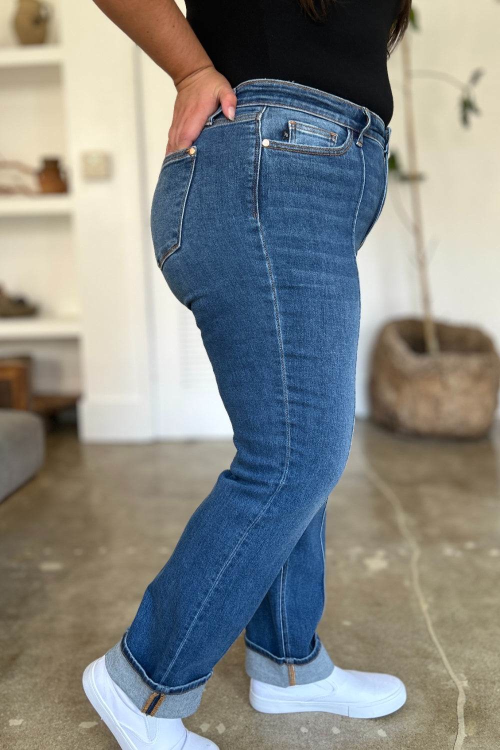 Judy Blue Full Size High Waist Front Seam Detail Straight Jeans - DaTrendStore.Com
