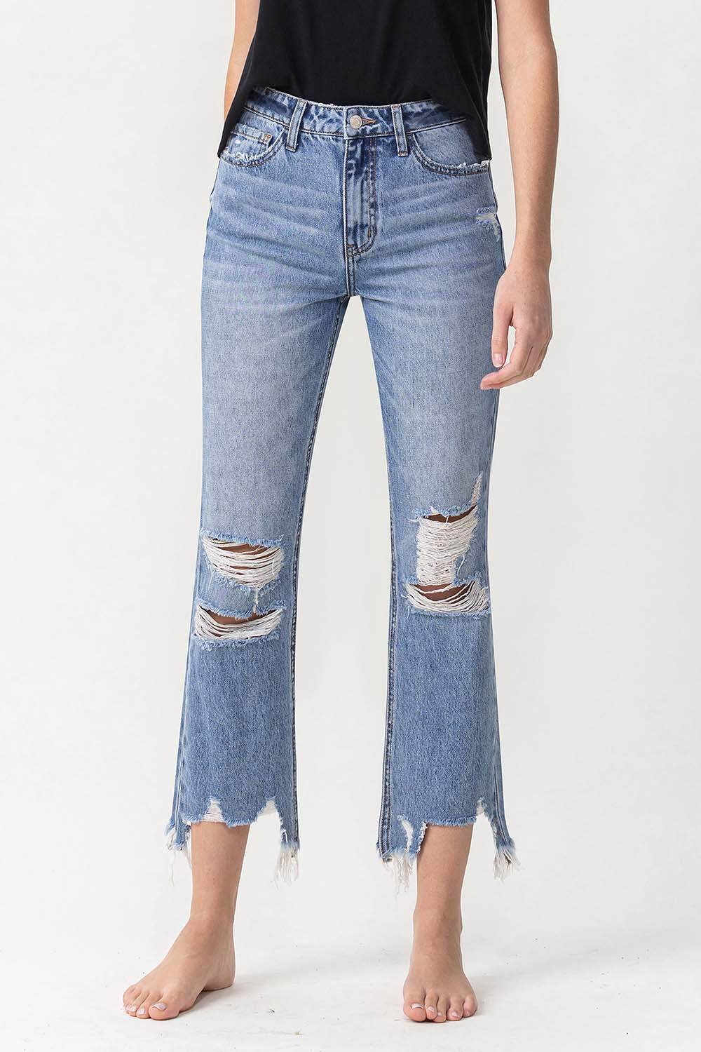 Lovervet High Rise Distressed Straight Jeans - DaTrendStore.Com