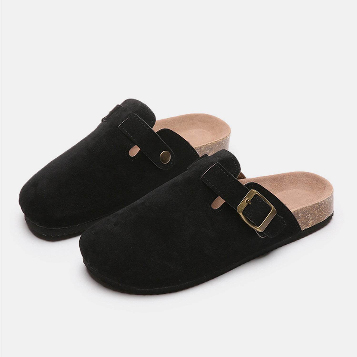 Suede Closed Toe Buckle Slide - DaTrendStore.Com