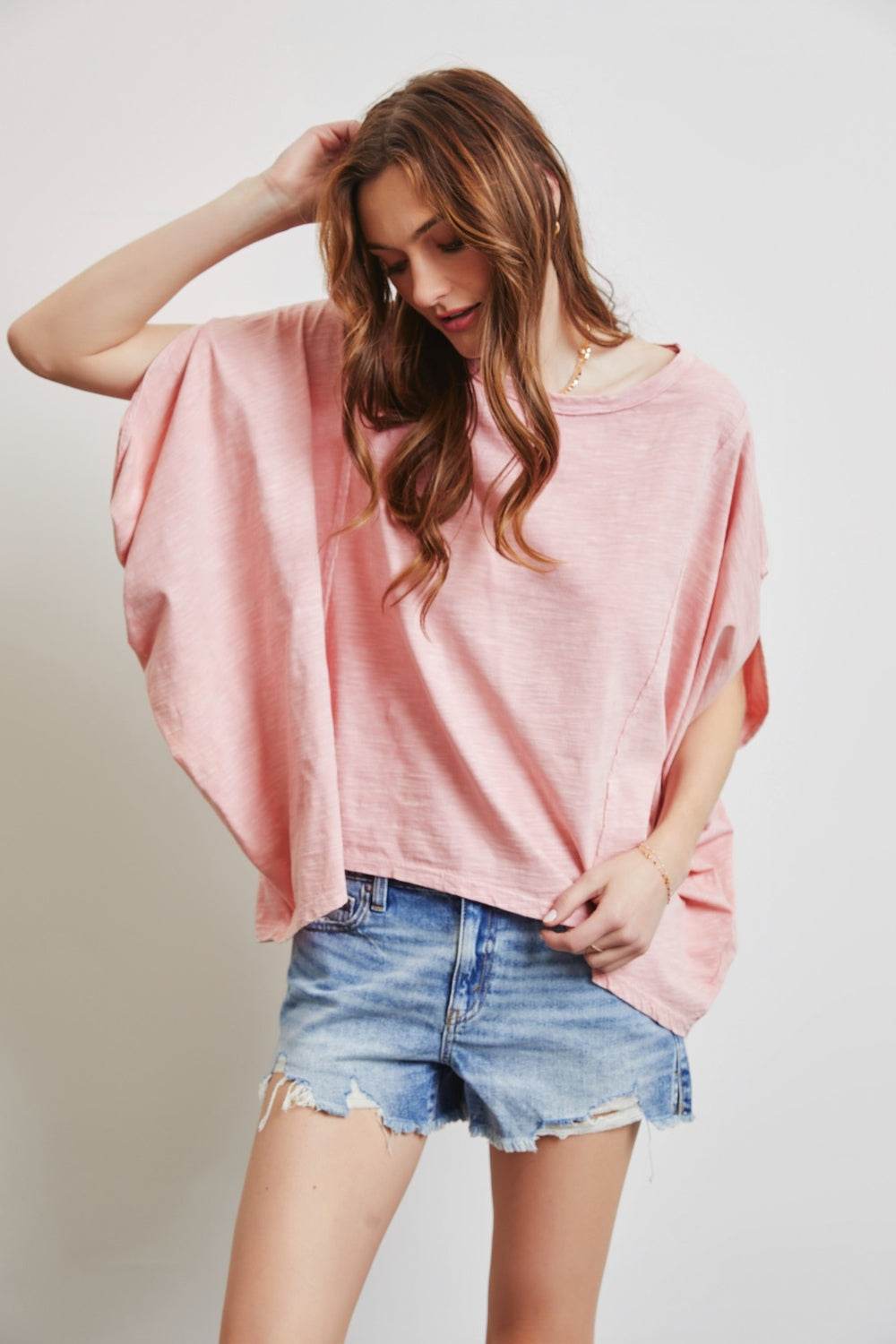 HEYSON Full Size Garment-Dyed Boat Neck Oversized Top - DaTrendStore.Com