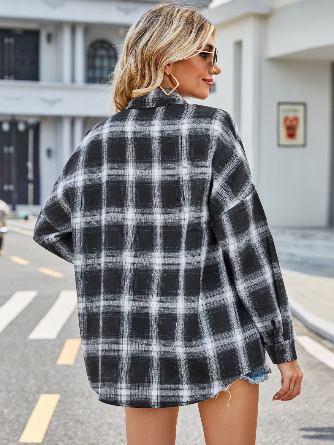 Lovelet Plaid Collared Neck Button Down Jacket