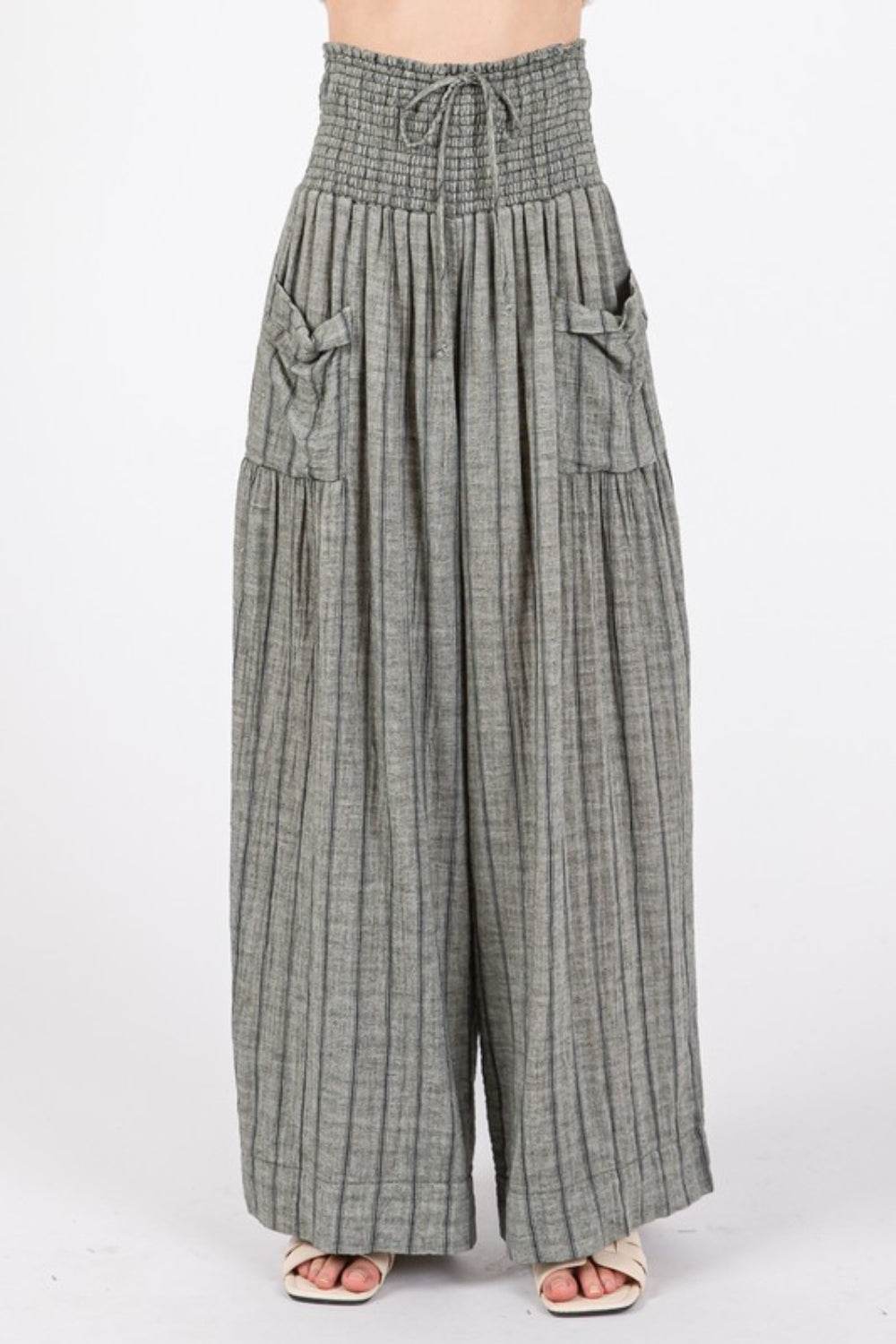 SAGE + FIG Cotton Gauze Wash Stripe Pants - DaTrendStore.Com