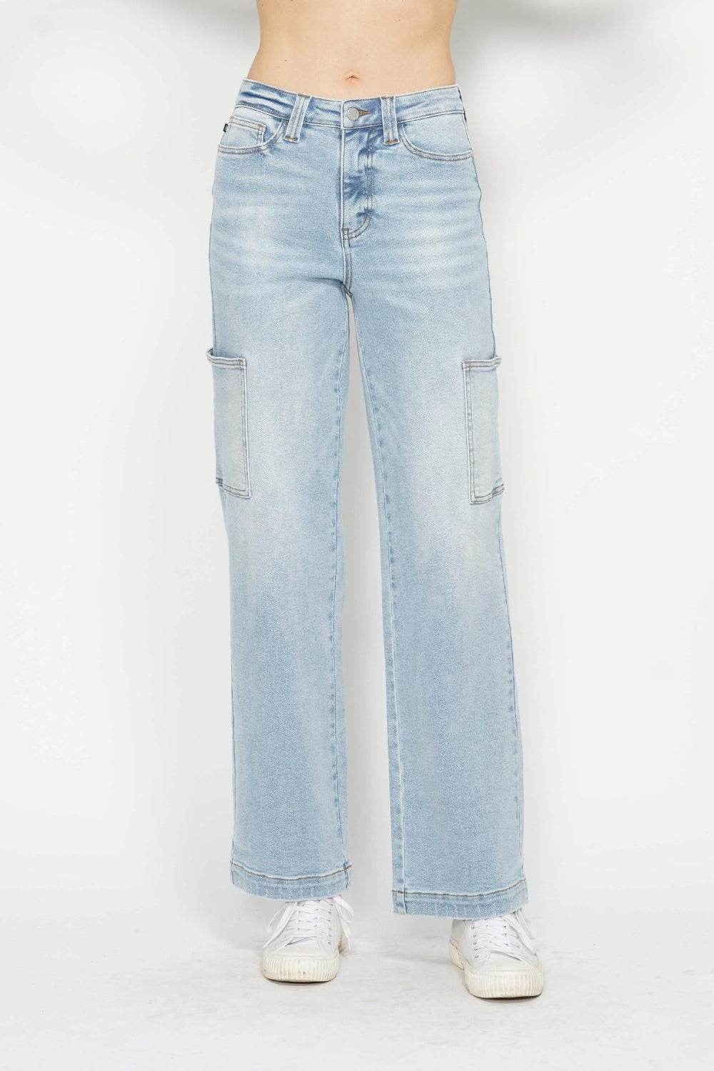 Judy Blue Full Size High Waist Straight Cargo Jeans - DaTrendStore.Com