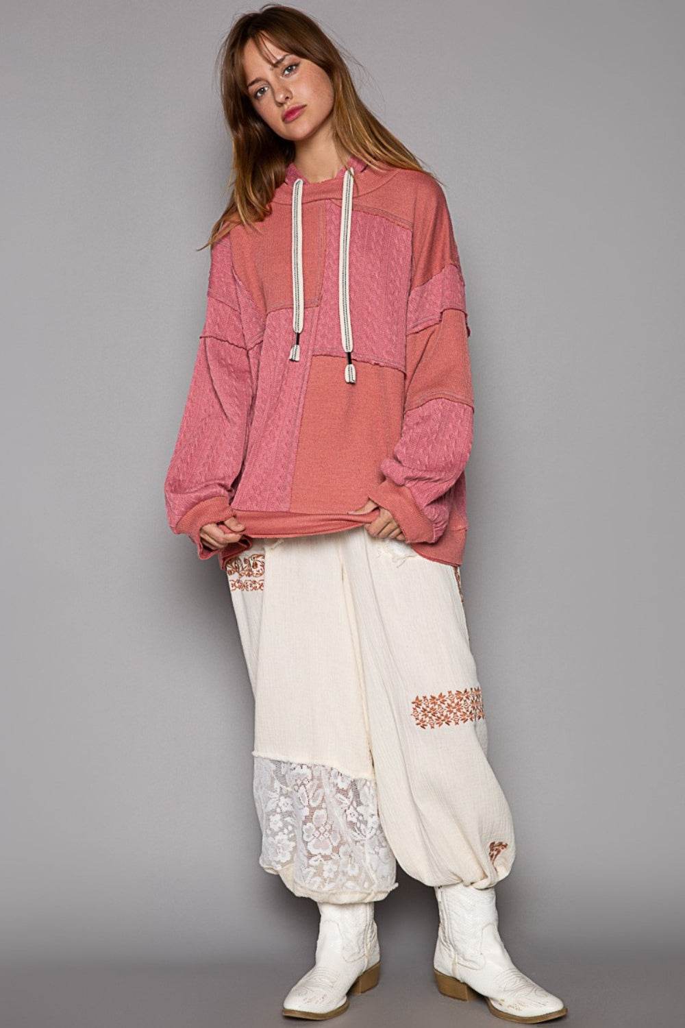 POL Exposed Seam Hooded Knit Top - DaTrendStore.Com