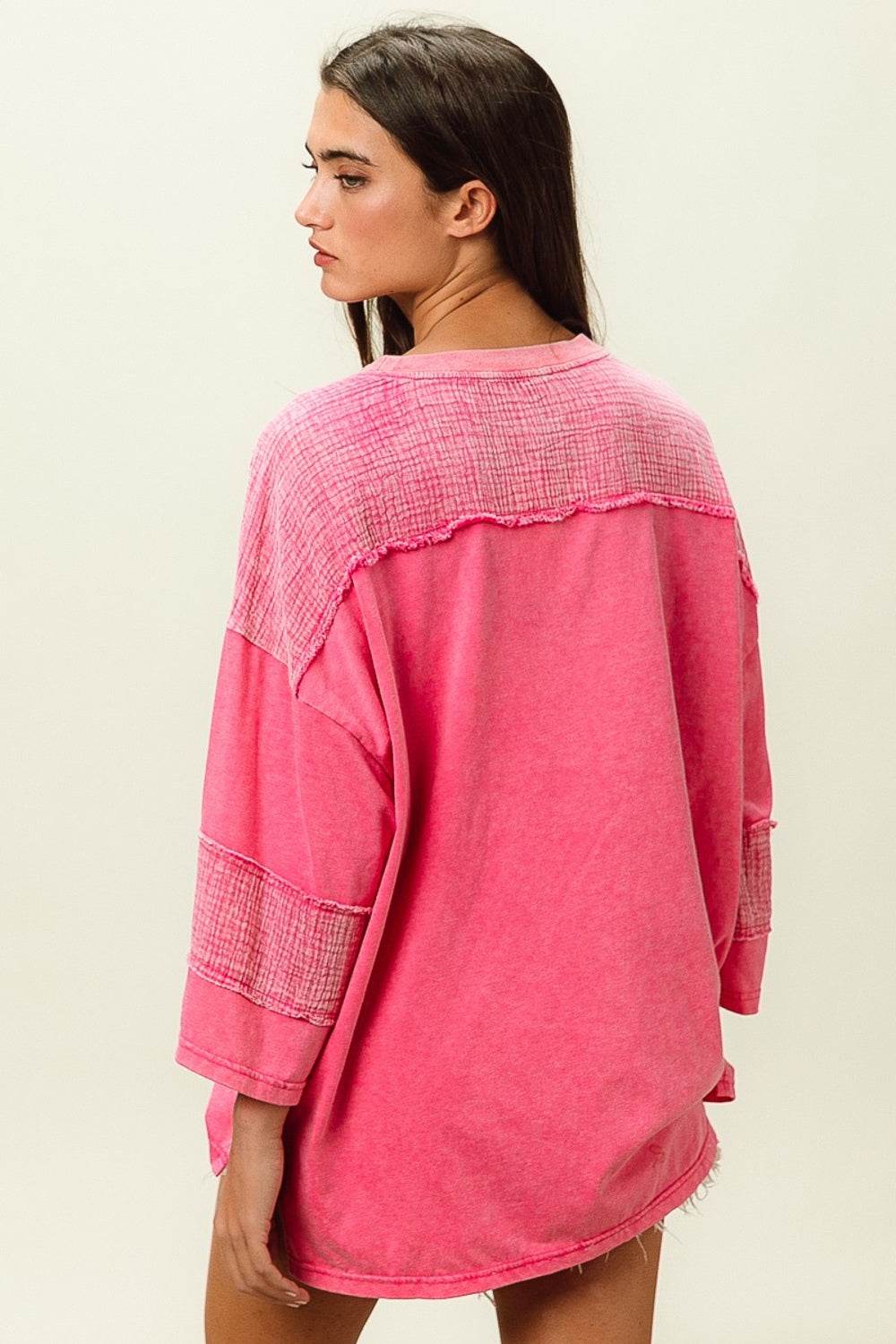 BiBi High-Low Washed T-Shirt - DaTrendStore.Com