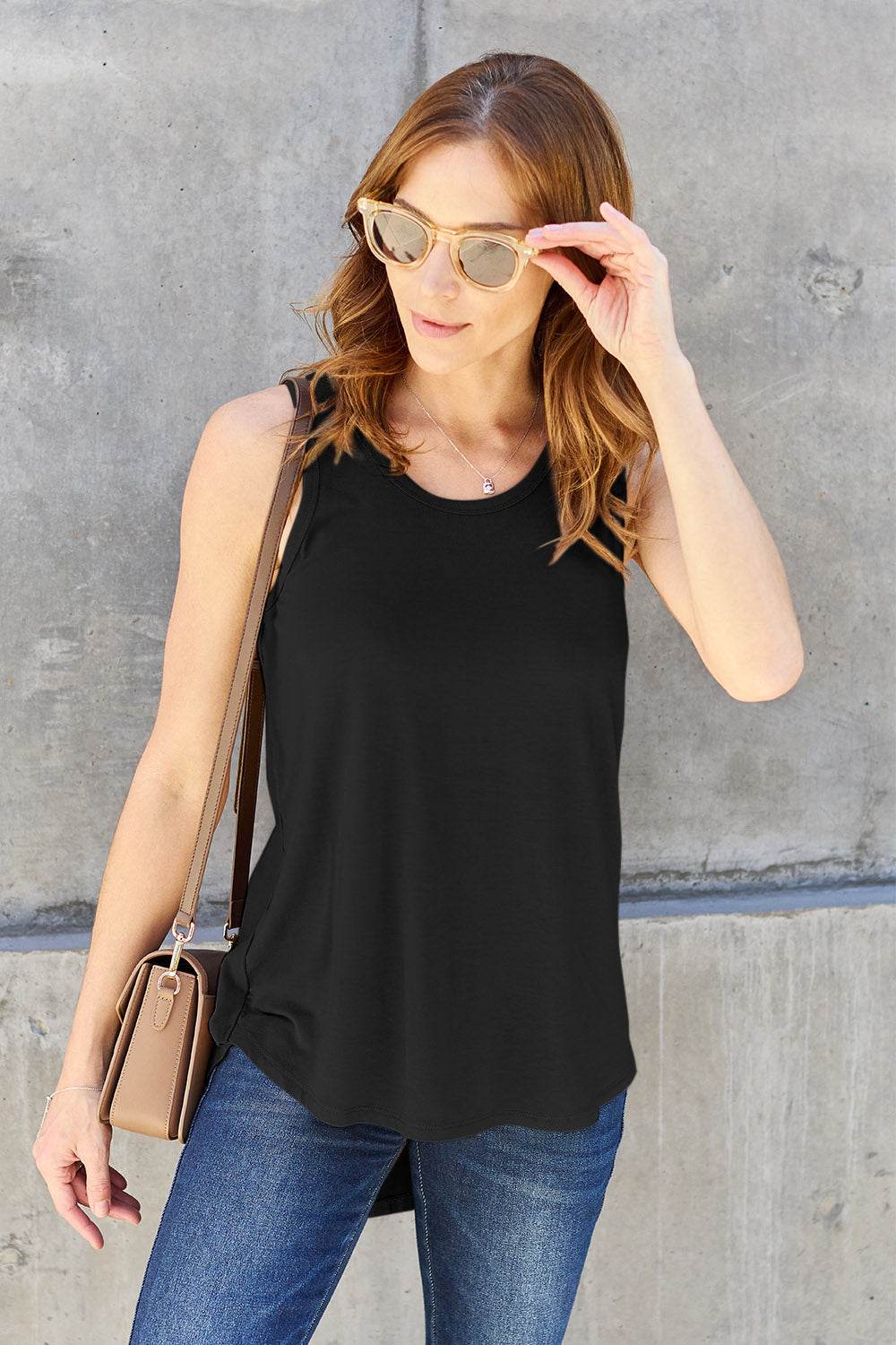Basic Bae Full Size Round Neck Curved Hem Tank - DaTrendStore.Com