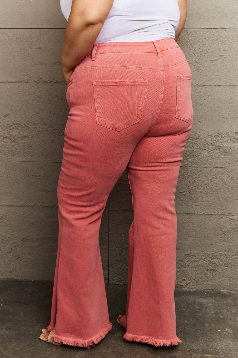 RISEN Bailey Full Size High Waist Side Slit Flare Jeans - DaTrendStore.Com