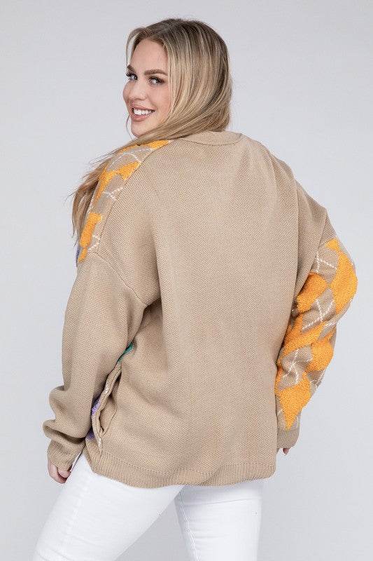 Plus V Neck Button Front Cardigan - DaTrendStore.Com