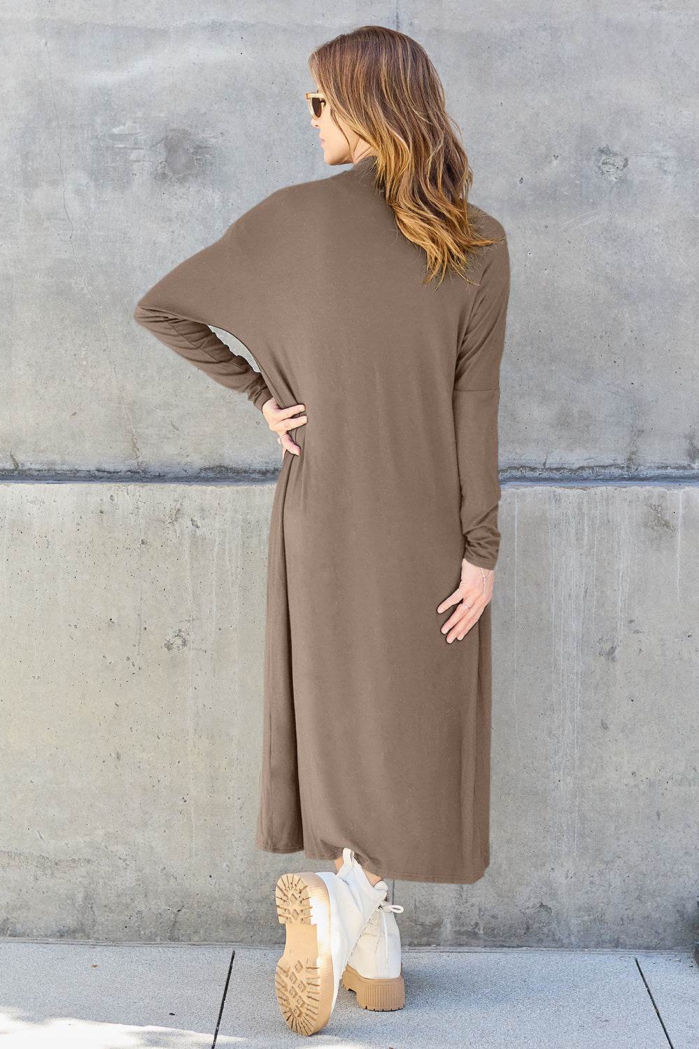 Basic Bae Full Size Open Front Long Sleeve Cover Up - DaTrendStore.Com