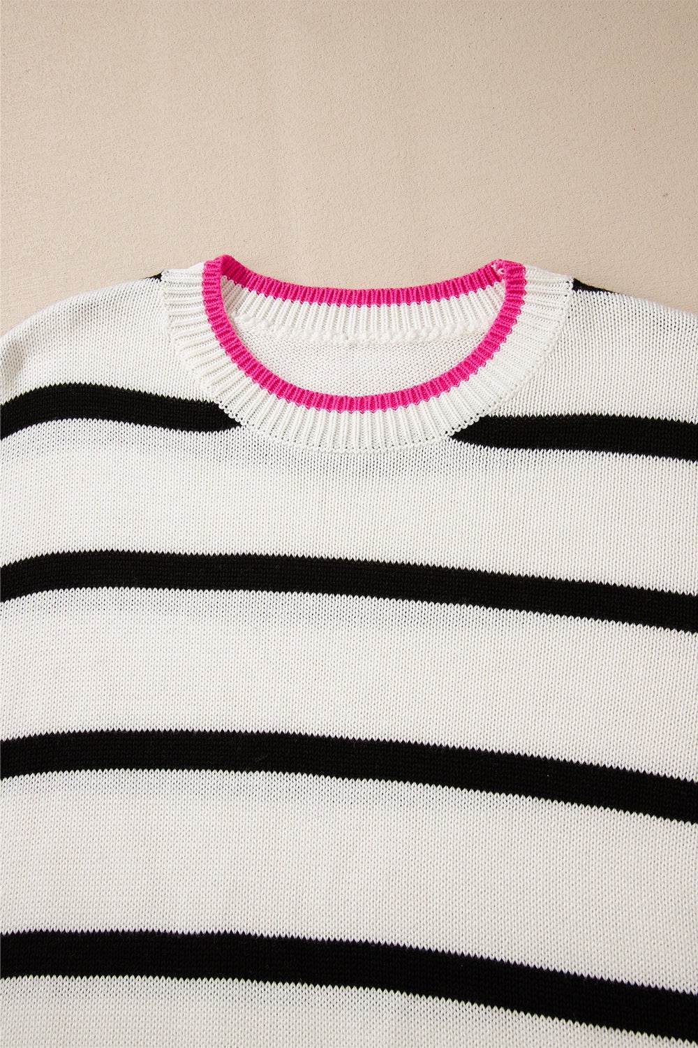 Striped Round Neck Drop Shoulder Sweater - DaTrendStore.Com
