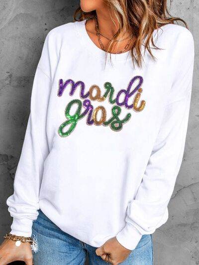 MARDI GRAS Sequin Long Sleeve Sweatshirt - DaTrendStore.Com