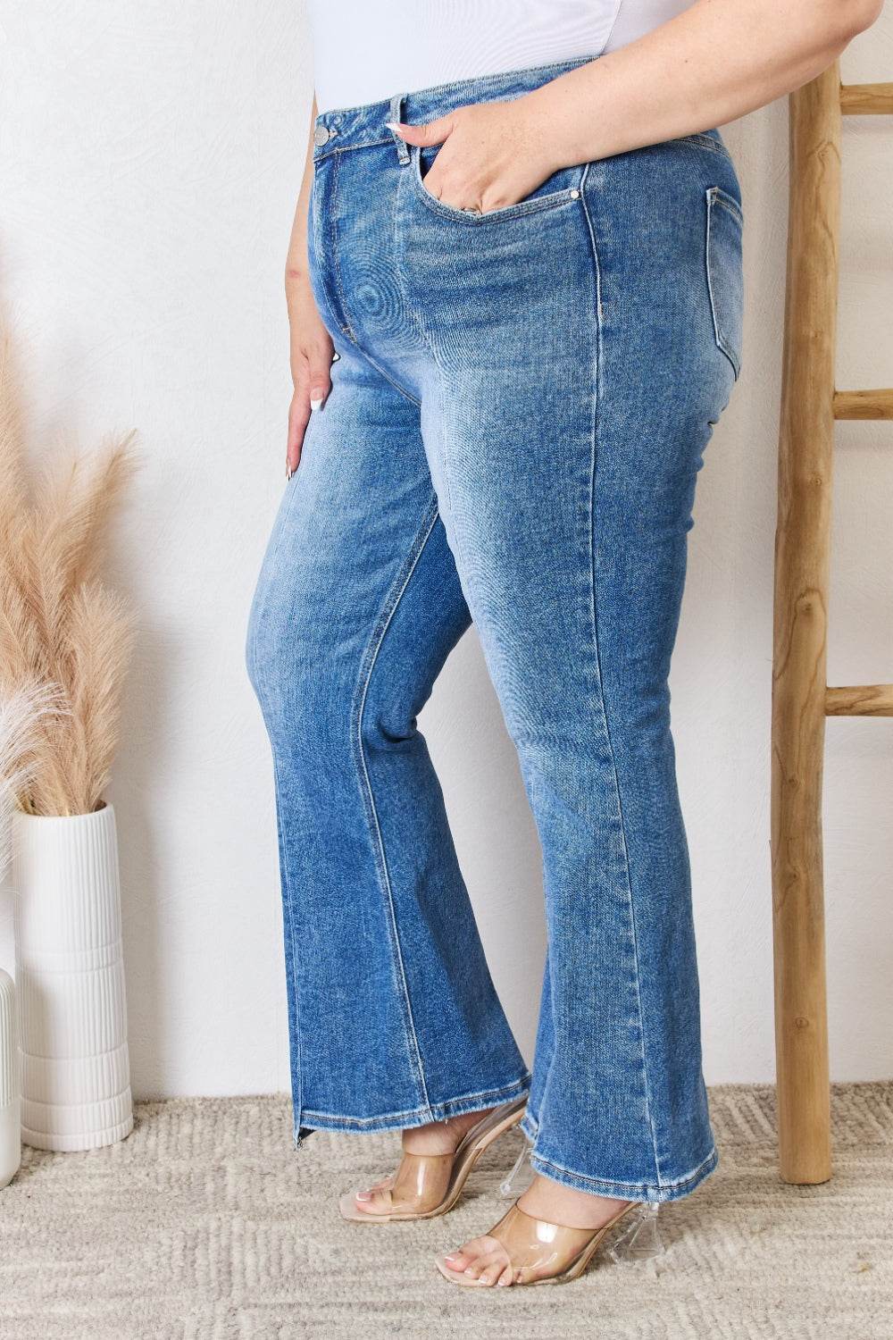 RISEN Full Size High Rise Ankle Flare Jeans - DaTrendStore.Com