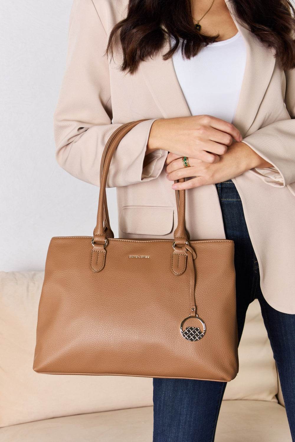 David Jones Structured Leather Handbag - DaTrendStore.Com