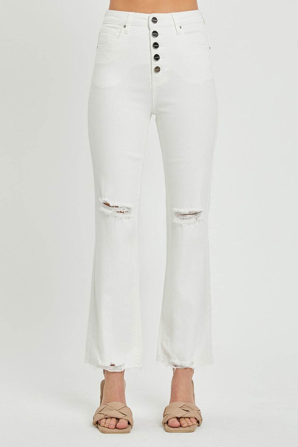 RISEN Full Size High Rise Button Fly Straight Ankle Jeans - DaTrendStore.Com