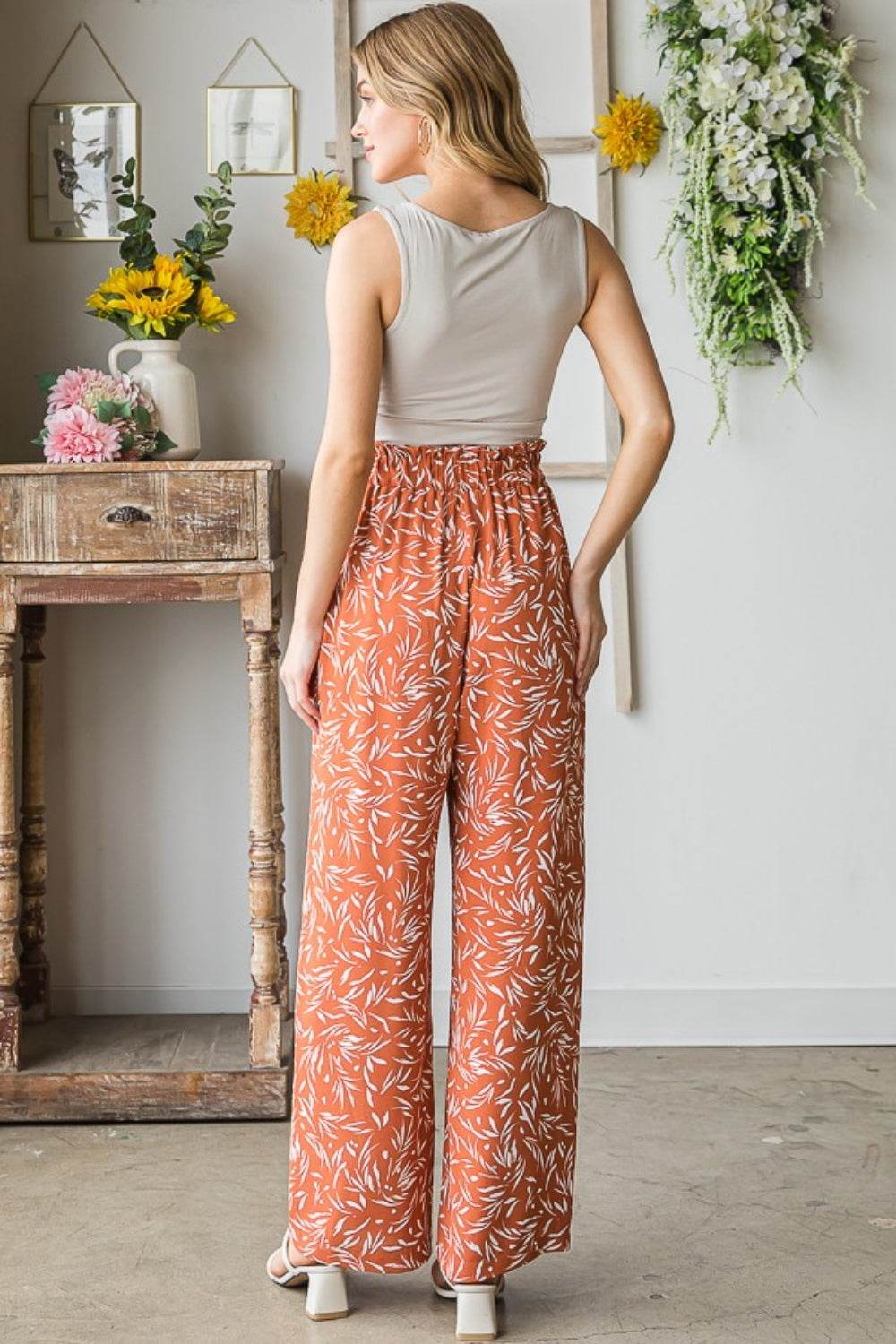 Heimish Full Size Printed Tied Straight Casual Pants - DaTrendStore.Com