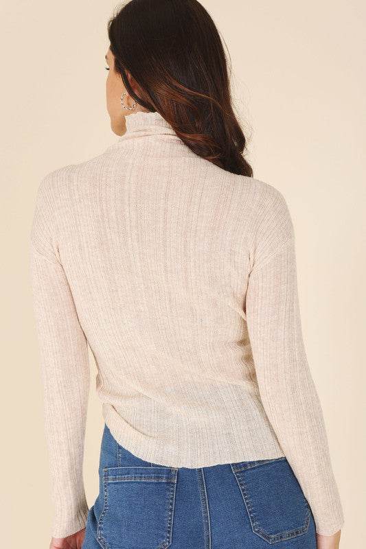 Wool blended mock neck sheer sweater - DaTrendStore.Com