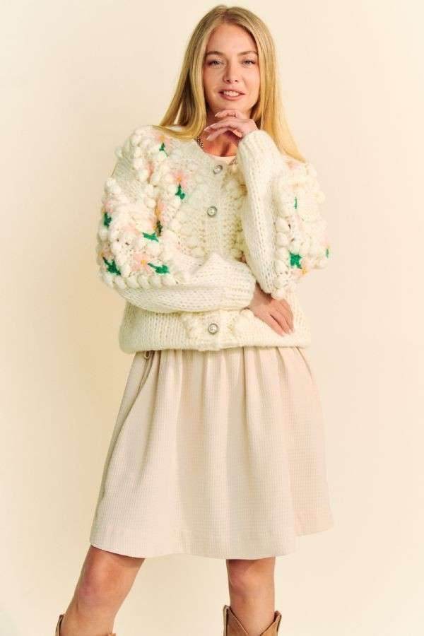 Davi & Dani Floral Pattern Button Down Cardigan - DaTrendStore.Com