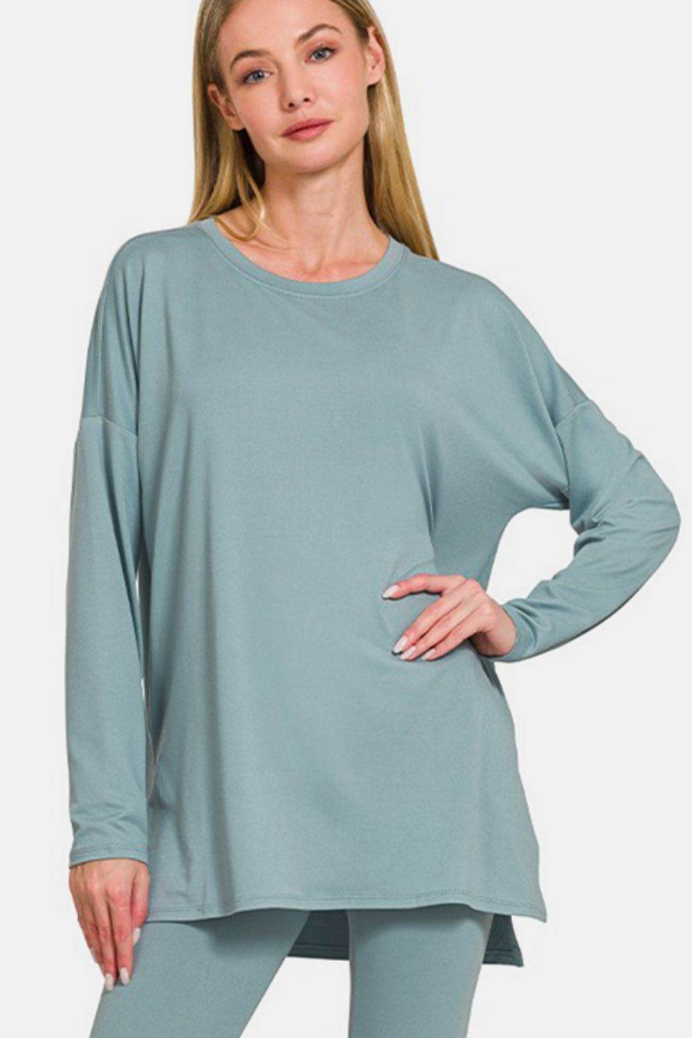 Zenana Full Size Brushed Microfiber Top and Leggings Lounge Set - DaTrendStore.Com