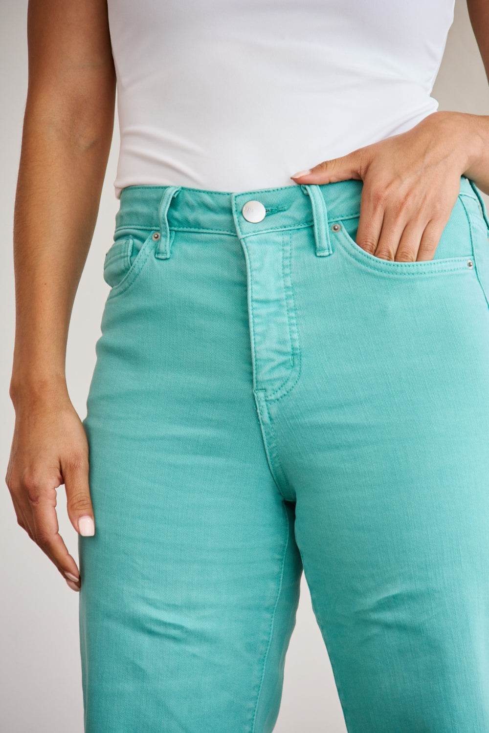 RFM Crop Chloe Full Size Tummy Control High Waist Raw Hem Jeans - DaTrendStore.Com