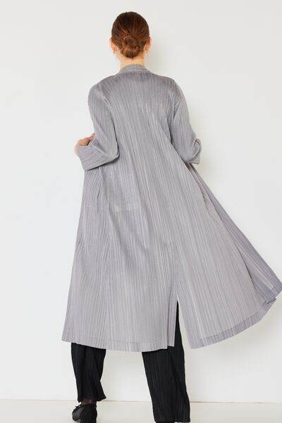 Marina West Swim Pleated Long Sleeve Cardigan - DaTrendStore.Com