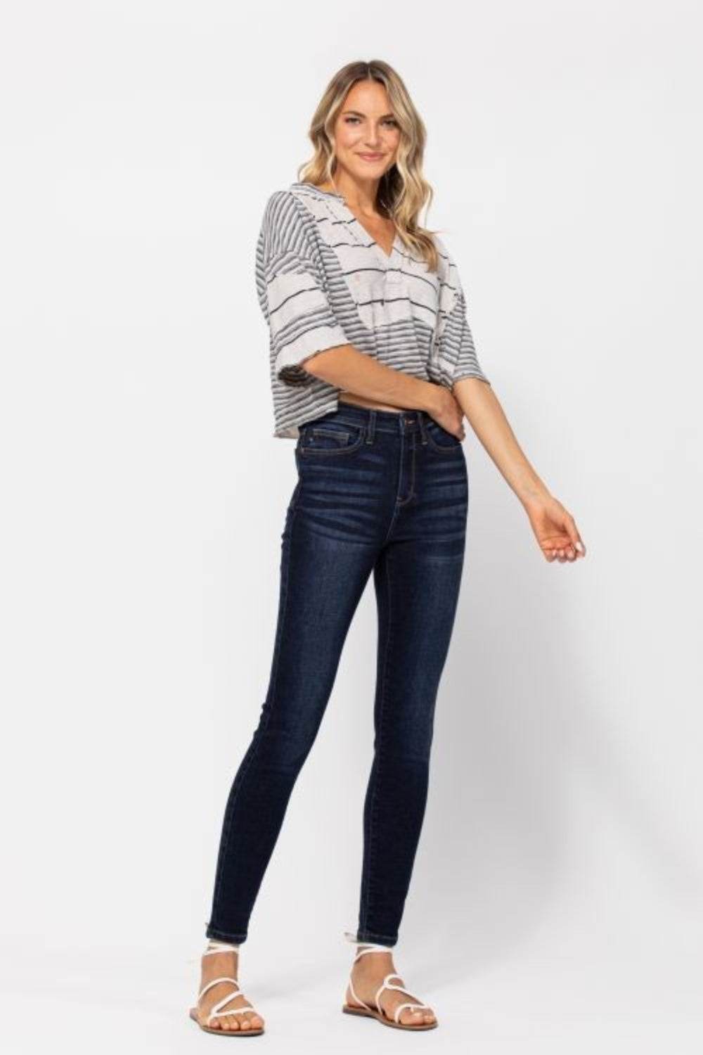Judy Blue Full Size High Waist Handsand Skinny Jeans - DaTrendStore.Com