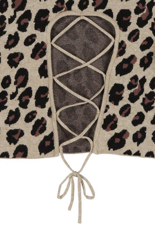 Mock neck lace-up open back top - DaTrendStore.Com
