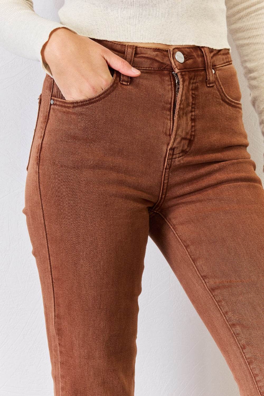 RISEN Full Size High Rise Tummy Control Straight Jeans - DaTrendStore.Com