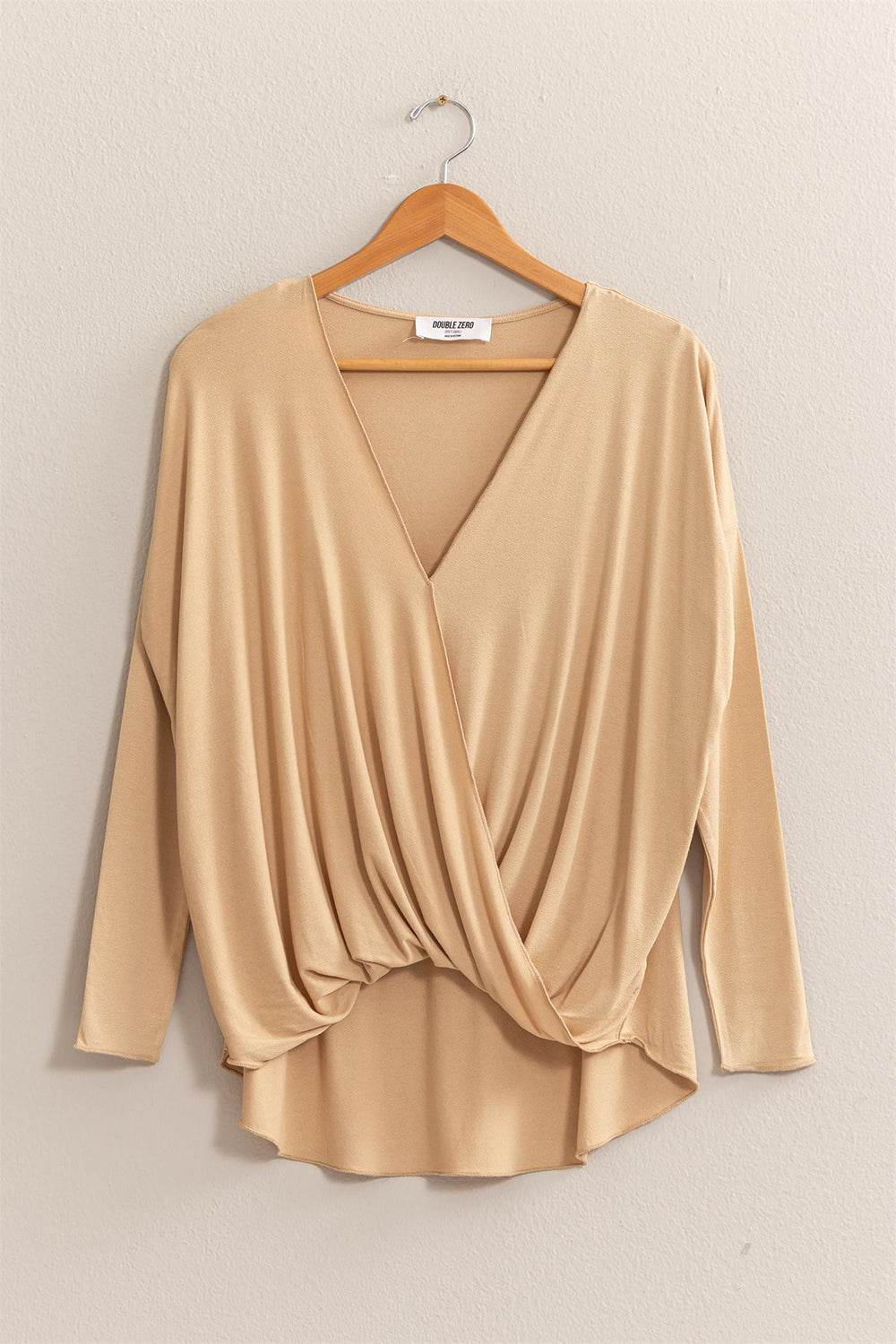 HYFVE Draped Drop Shoulder Long Sleeve Top - DaTrendStore.Com