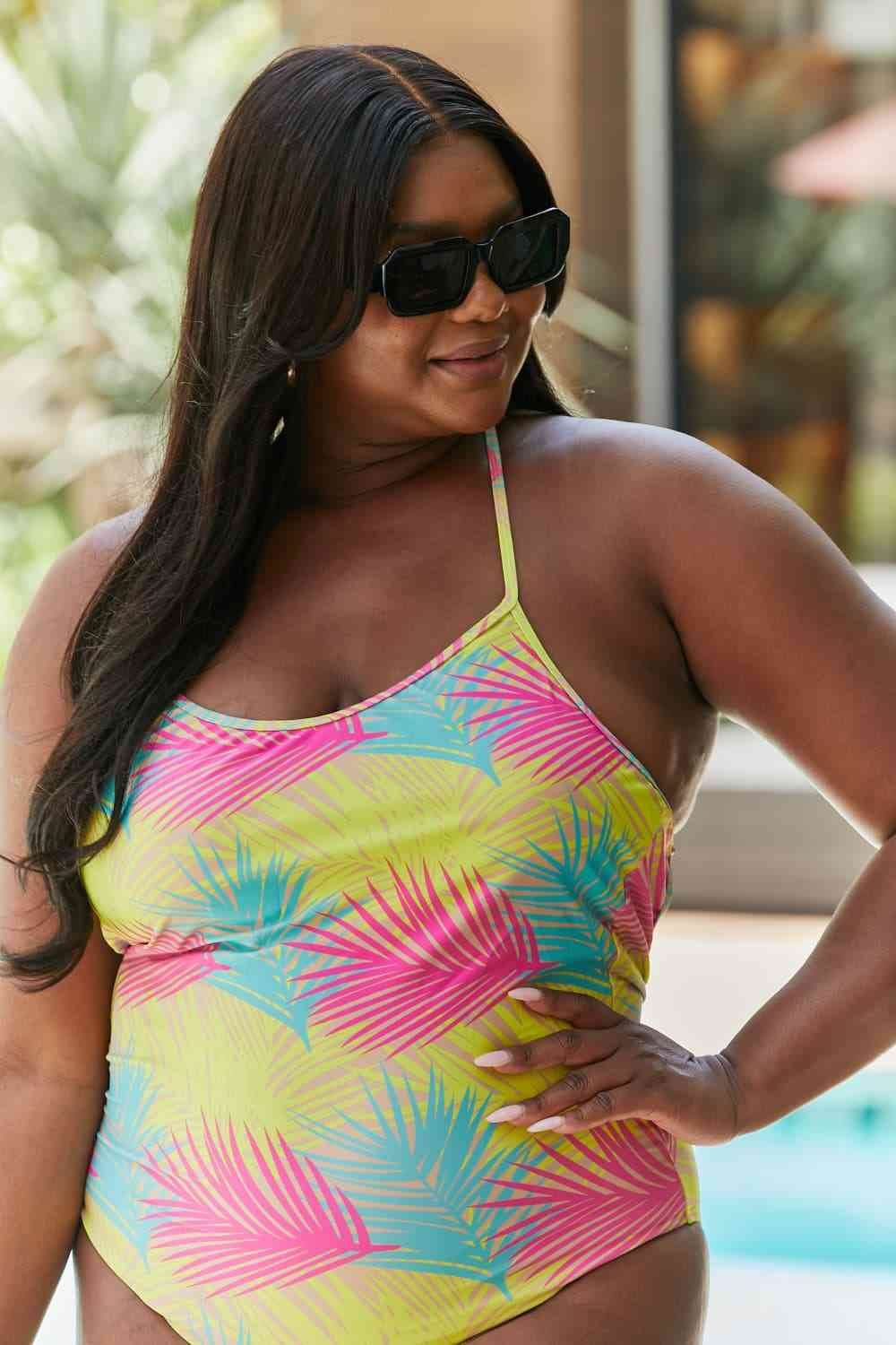 Marina West Swim High Tide One-Piece in Multi Palms - DaTrendStore.Com