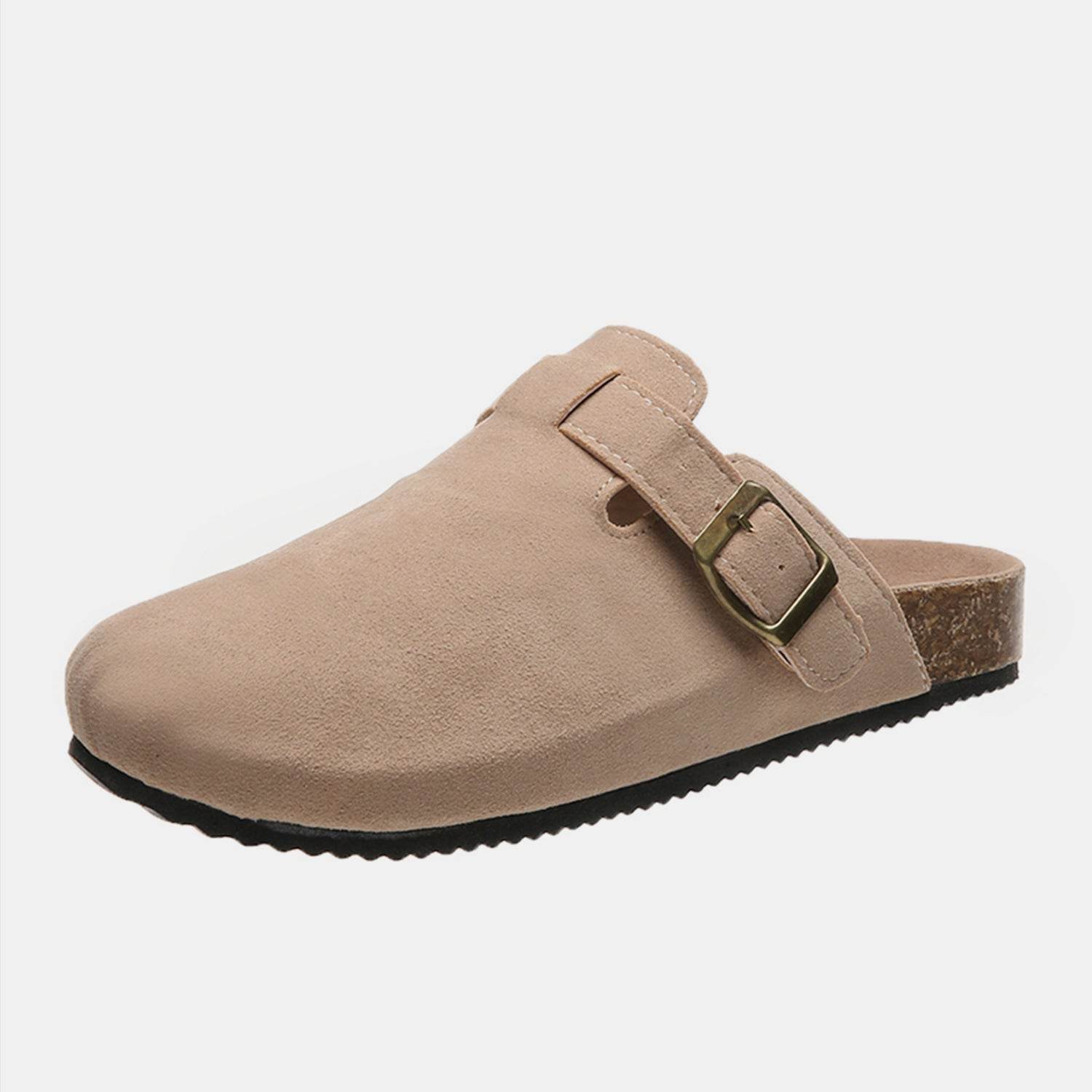 Suede Closed Toe Buckle Slide - DaTrendStore.Com