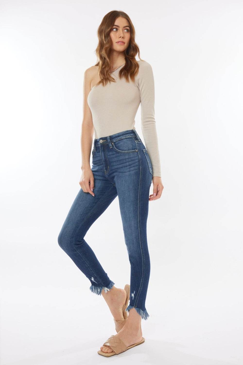 Kancan Raw Hem High Waist Cropped Jeans - DaTrendStore.Com
