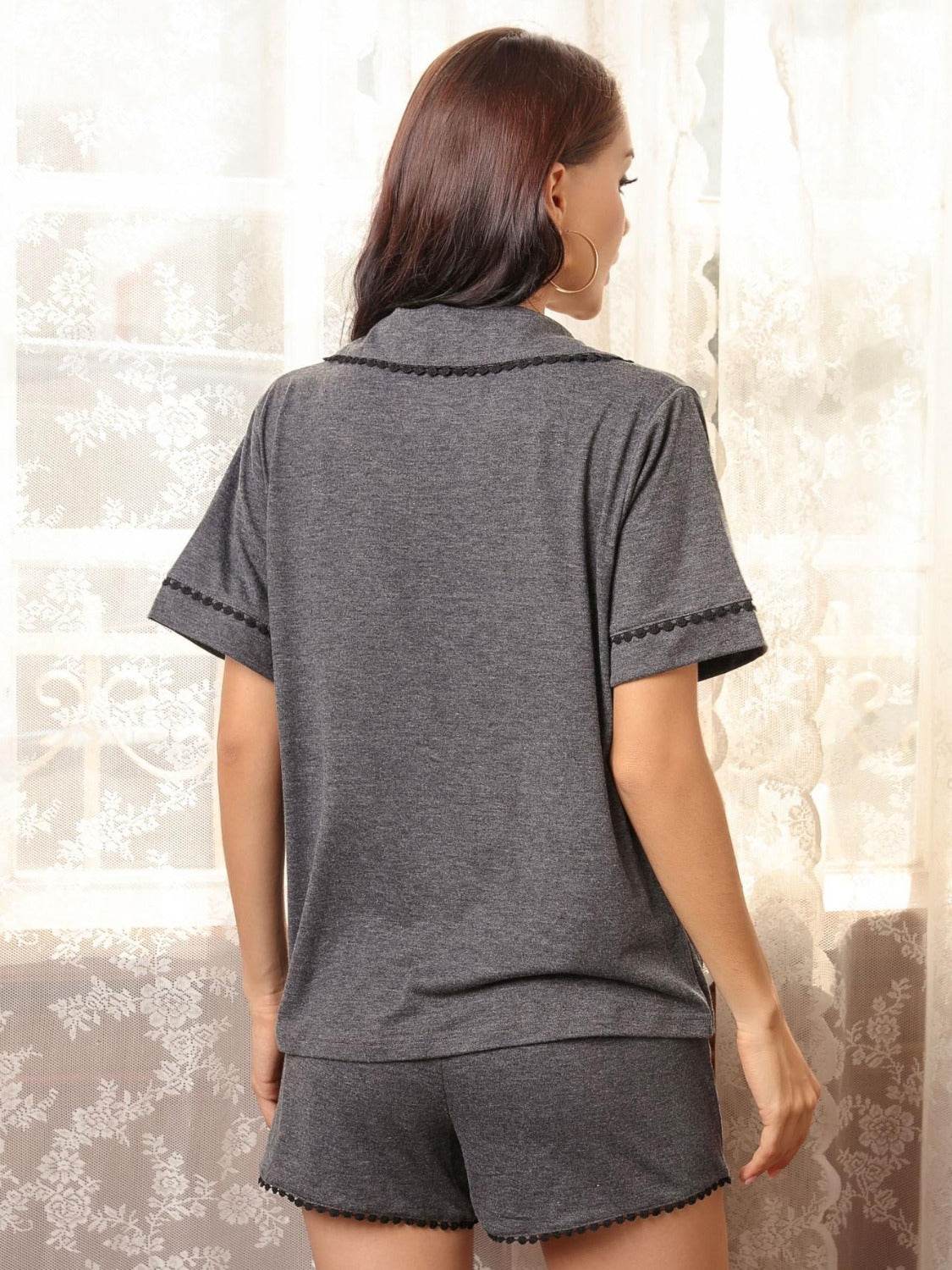Pocketed Short Sleeve Top and Shorts Lounge Set - DaTrendStore.Com