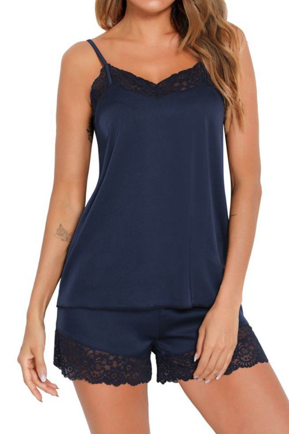 Lovelet Lace Detail Cami and Shorts Lounge Set - DaTrendStore.Com