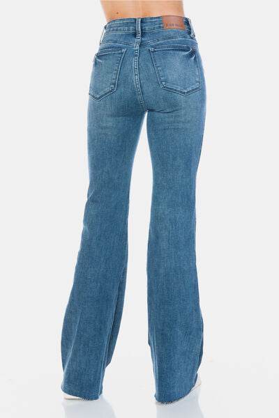 Judy Blue Full Size Tummy Control Cut Hem Flare Jeans - DaTrendStore.Com