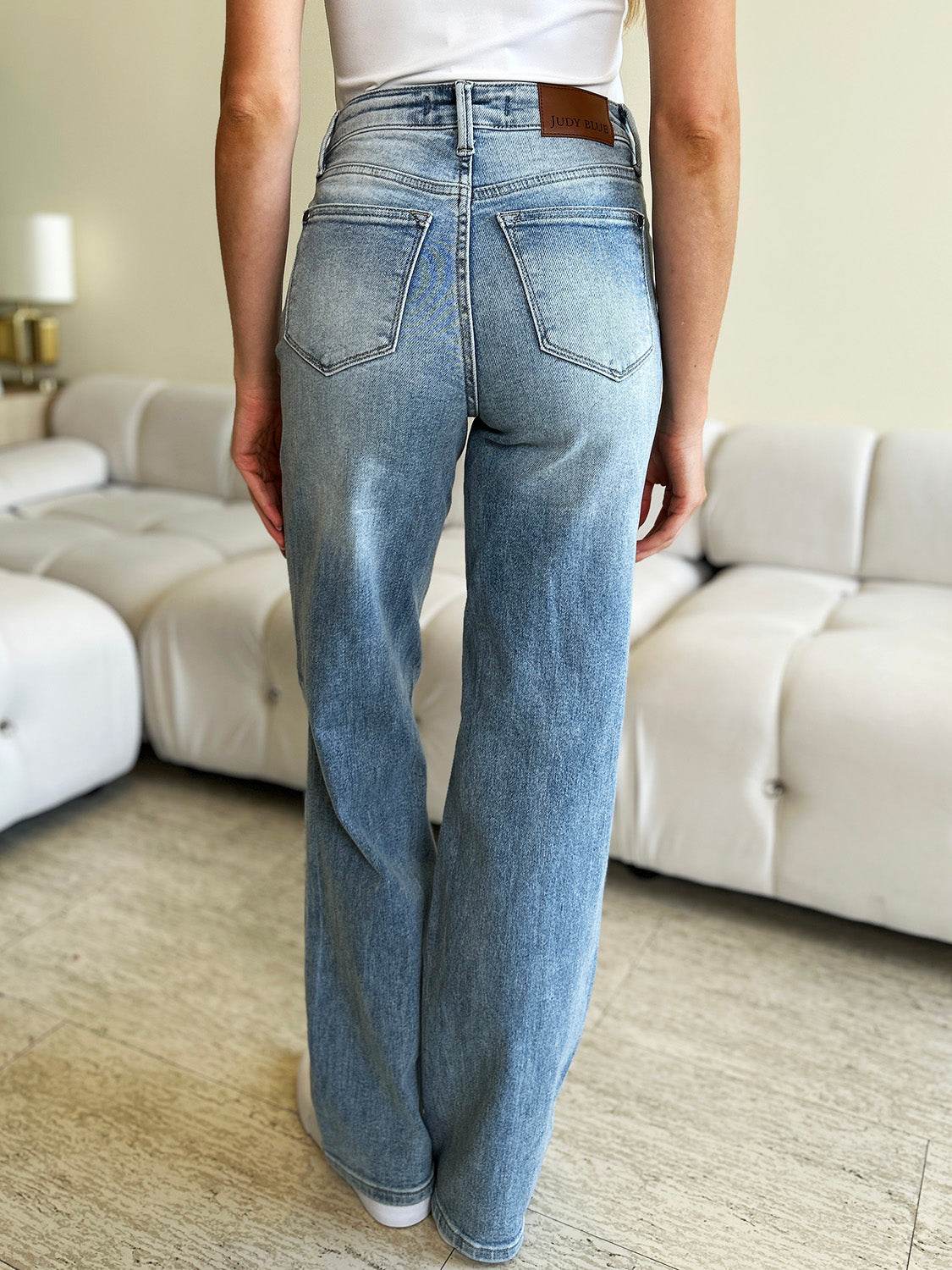 Judy Blue Full Size High Waist Wide Leg Jeans - DaTrendStore.Com