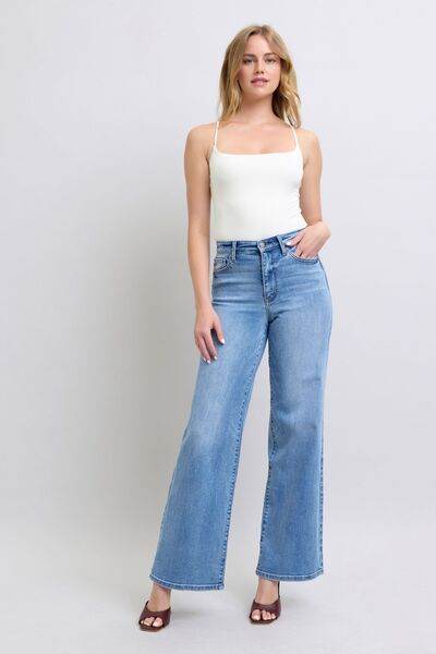 Judy Blue Full Size Wide Leg Jeans with Pockets - DaTrendStore.Com