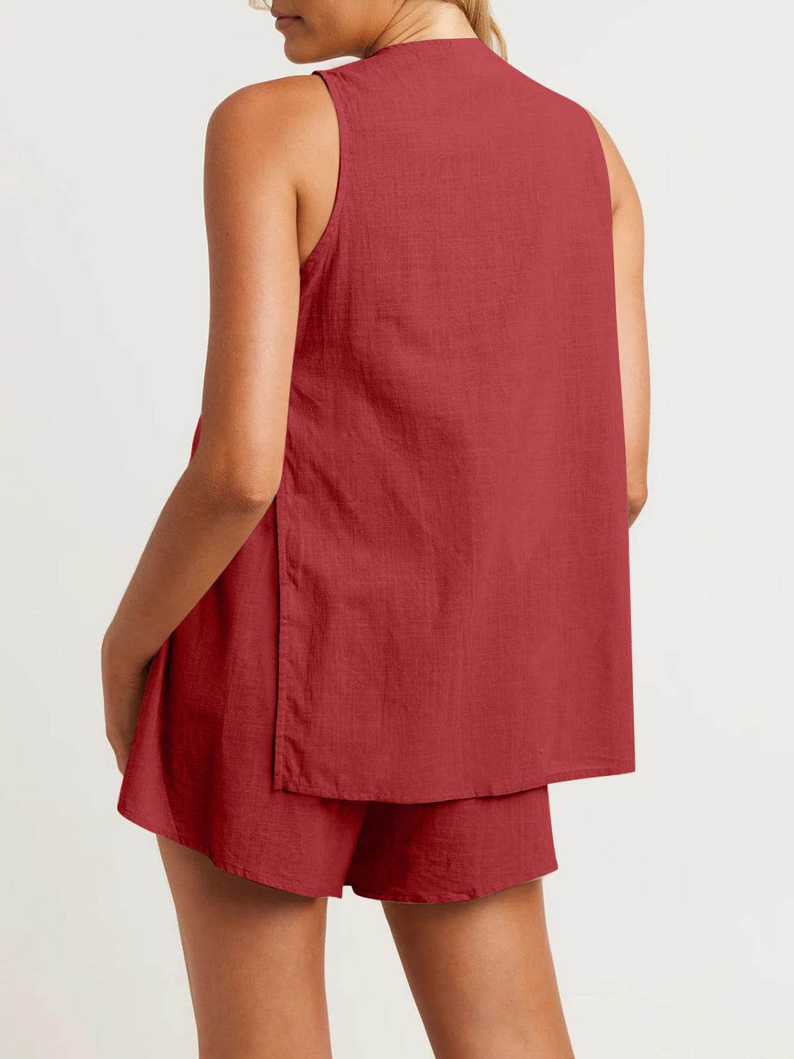 Full Size Button Up Top and Shorts Set - DaTrendStore.Com