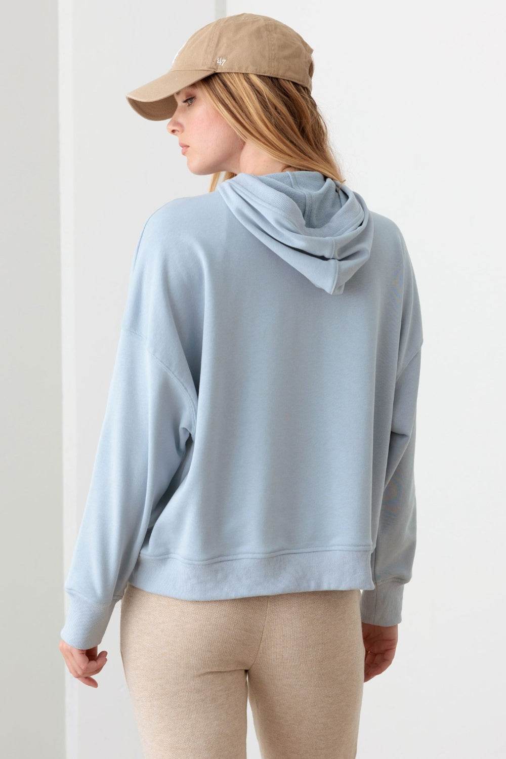 Le Lis Half Zip Drawstring Mock Neck Hoodie - DaTrendStore.Com