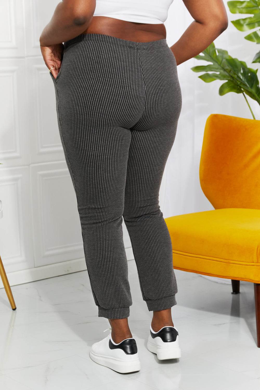 Blumin Apparel Full Size Easy Living Ribbed Joggers - DaTrendStore.Com