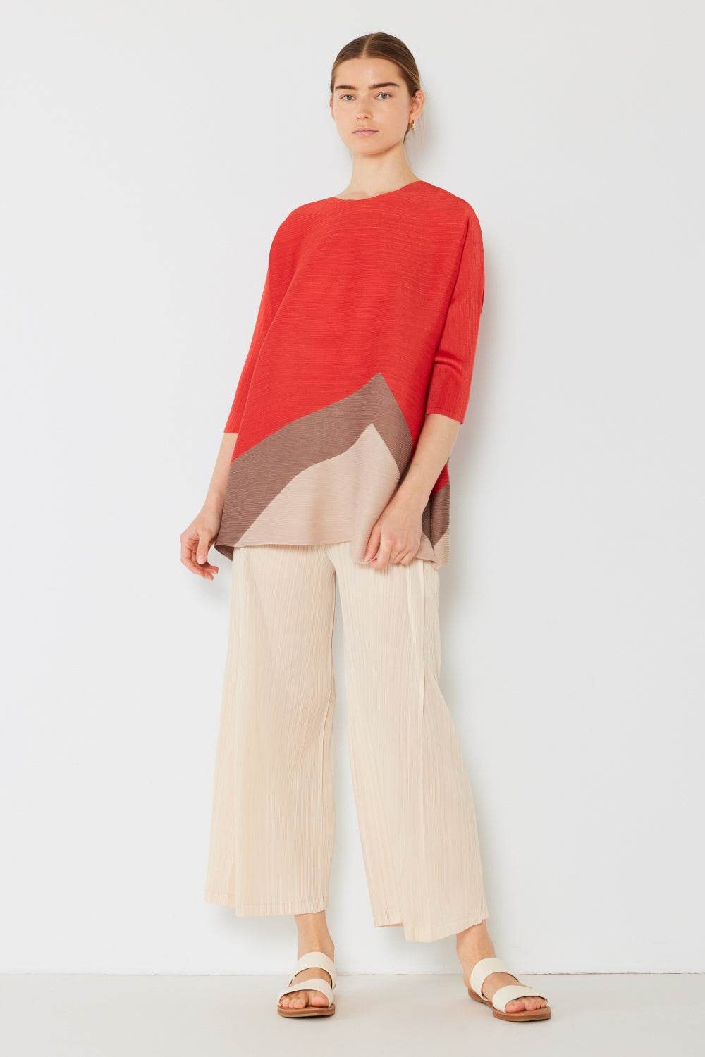 Marina West Swim Pleated Horizontal Rib Color Block Top - DaTrendStore.Com