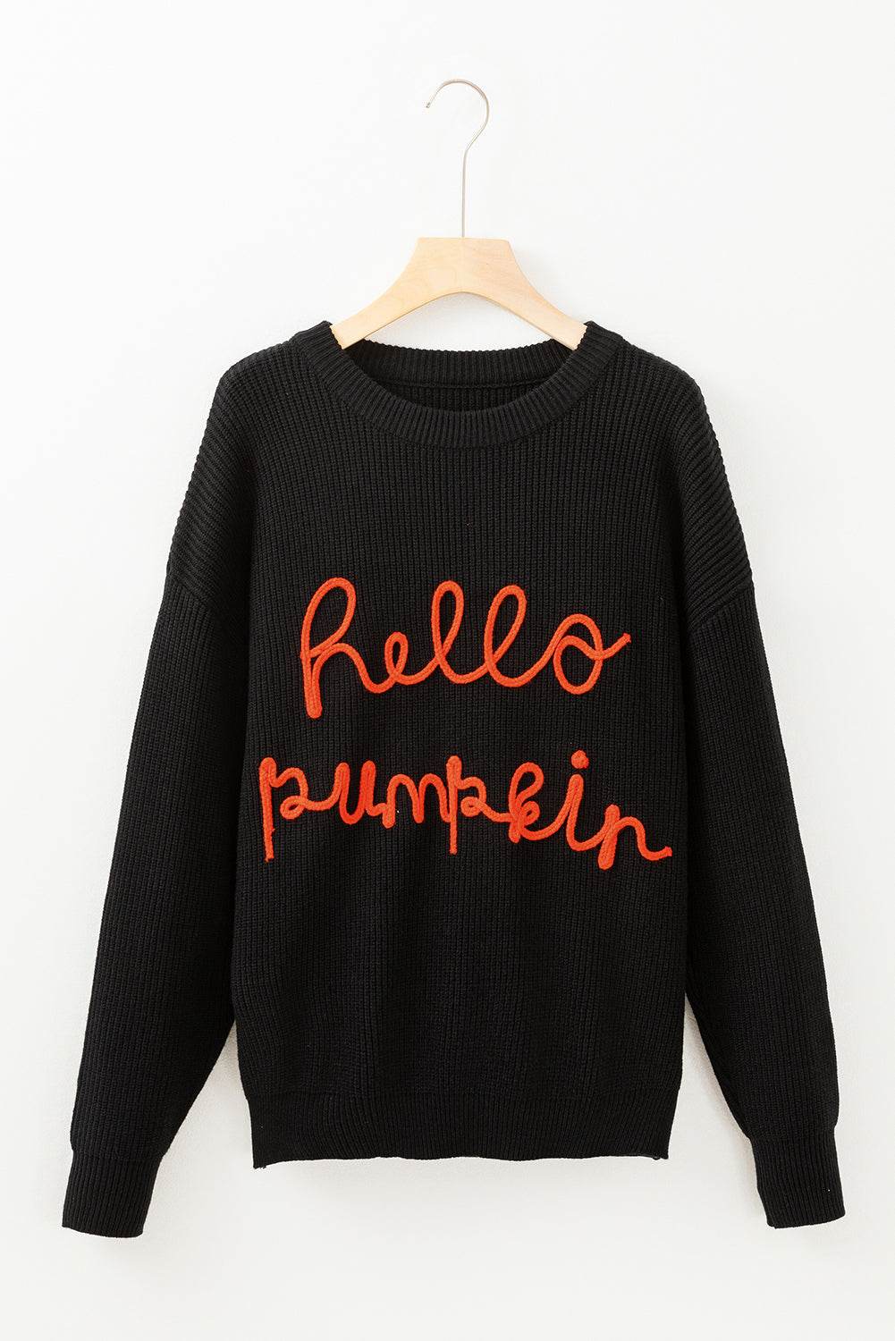 HELLO PUMPKIN Round Neck Long Sleeve Sweater - DaTrendStore.Com
