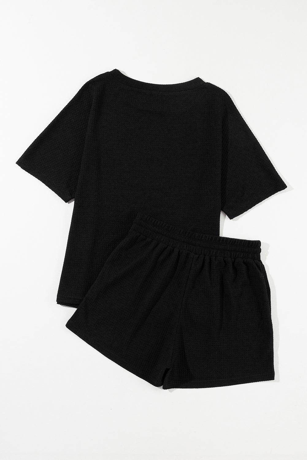 Round Neck Short Sleeve Top and Drawstring Shorts Set - DaTrendStore.Com